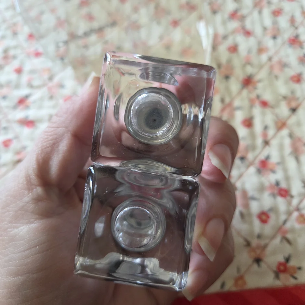 Crate&Barrel Clear Glass Salt and Pepper Set with Silver Lids